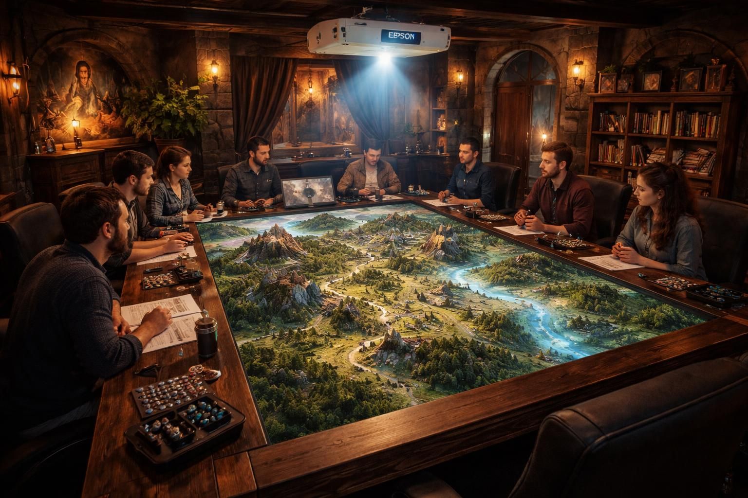 découvrez une battlemap xxl pour jeux de rôle avec vidéoprojecteur epson, pour une immersion totale et des parties captivantes.
