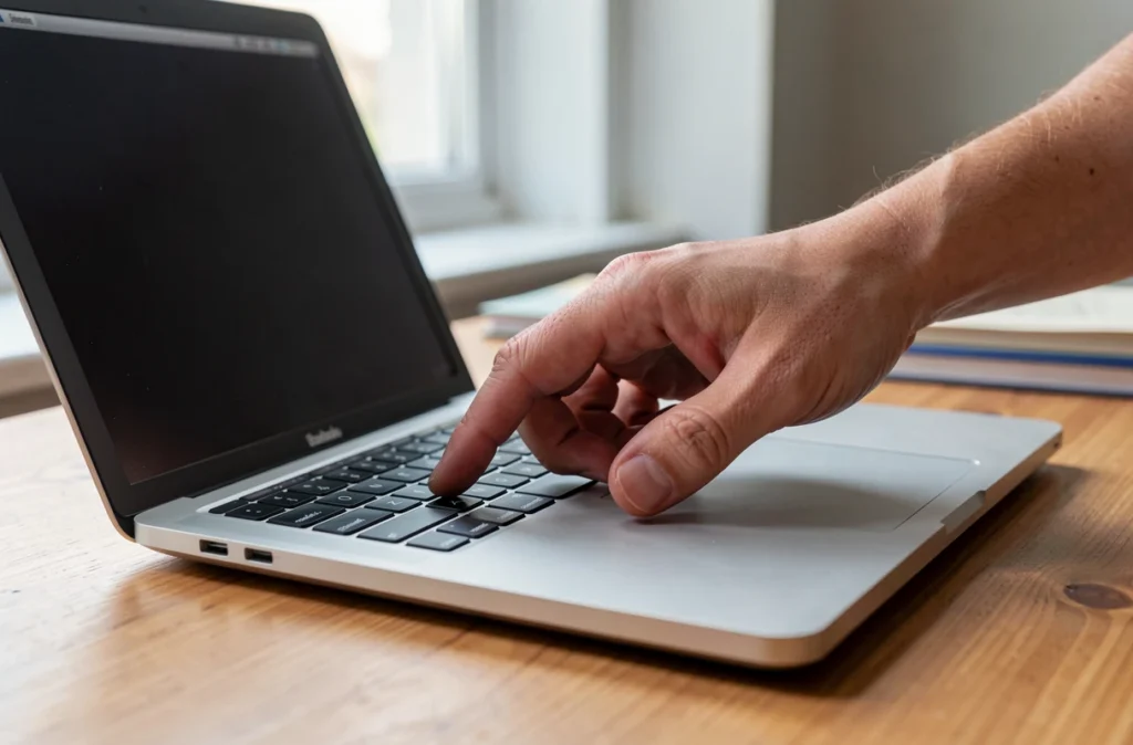 Pavé tactile d'un ordinateur portable utilisé avec un doigt